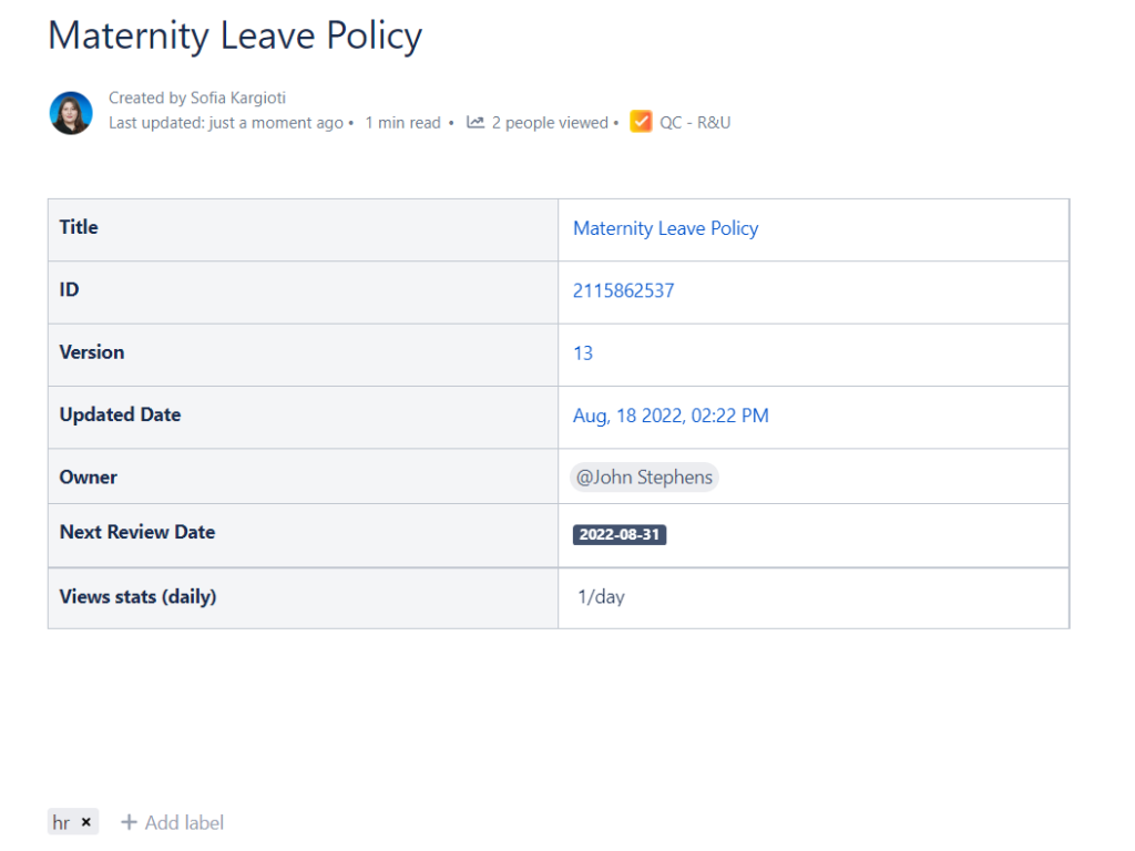 maternity leave properties